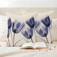thumbnail image 3 of Spring Retro Pillow Covers 2 Pack X-ray Image of Dark Purple Tulips Flower Leaf Pillowcase Waterproof Outdoor Throw Pillow Cover for Patio Garden Square Cushion 18”x18”, 3 of 9