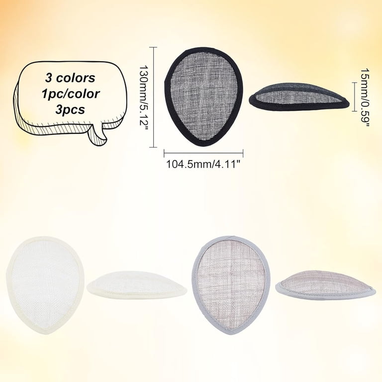 3PCS Teardrop Fascinator Hat Base 5x4 inch Linen Mesh  display picture 3
