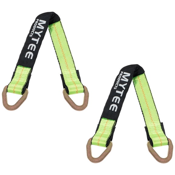 2 Pack 2" x 24" Heavy Duty Green Tie Down Axle Straps with Magnetic D-Ring & 12" Protective Sleeve, 10,000LBS Capacity - for Car Trailer Hauler Tow Truck Wrecker Tie Down Strap