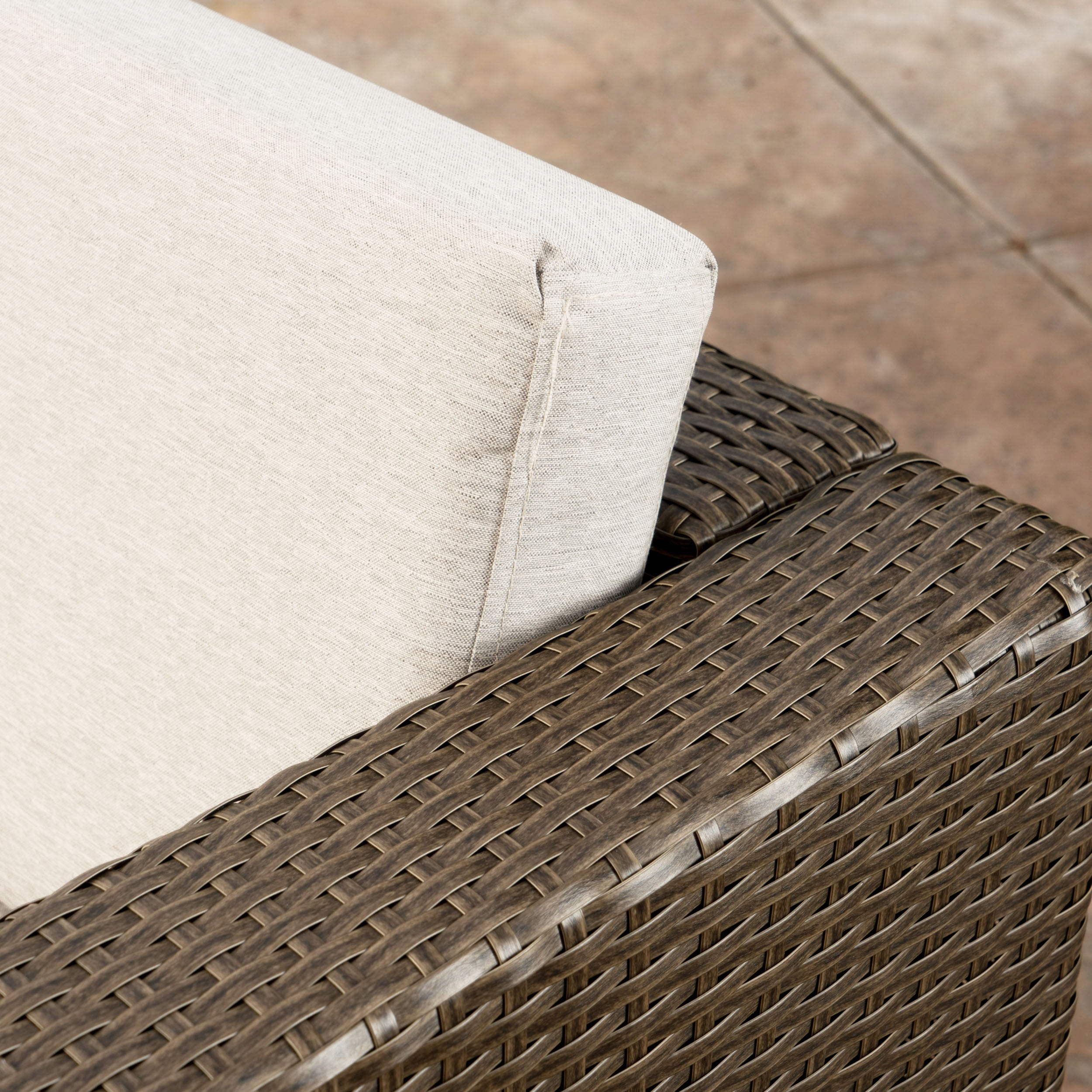 Cascada Outdoor 8 Piece Wicker Chat Set with Cushions, Brown, Ceramic Grey