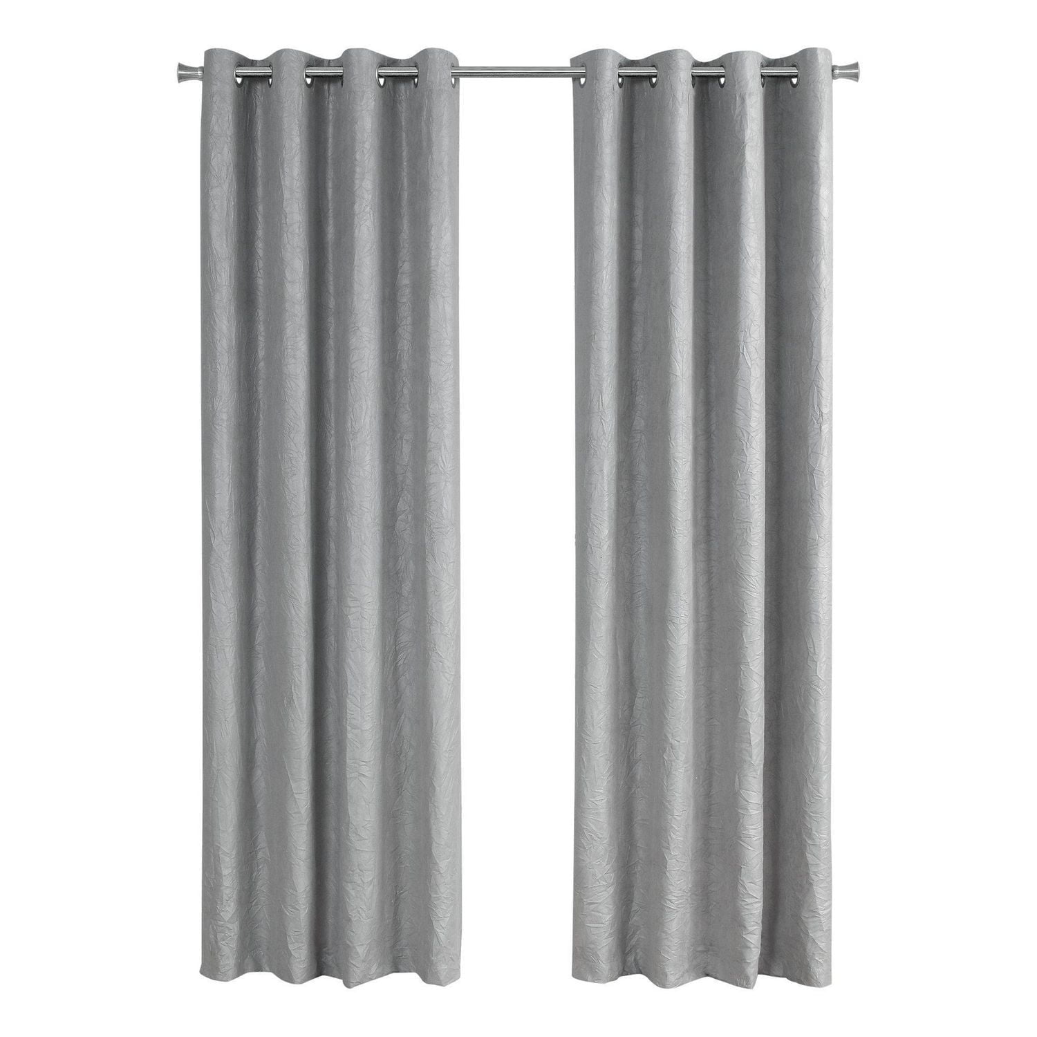 Monarch Specialties Curtain Panel, 2pcs Set, 54"w X 95"l, Room Darkening, Grommet, Living Room, Bedroom, Kitchen, Micro Suede, Polyester, Grey, Contemporary, Modern