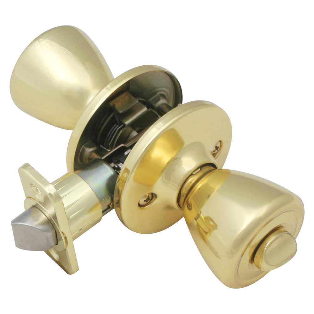 Design House 780965 Pro Tulip Bed and Bath Door Knob, Polished Brass