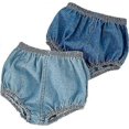 thumbnail image 1 of Conjunto de 2 pantalones cortos vaqueros para bebés y niños, cubrepañales holgados, pantalones bombachos, 90 cm, azul claro/oscuro, 1 of 5