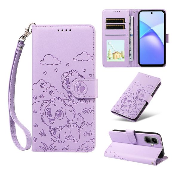 Funda Cartera GANGXUN con Diseño de Perrito en Relieve para Infinix Smart 10 4G , Protección 360° con Ranuras y Correa Desmontable