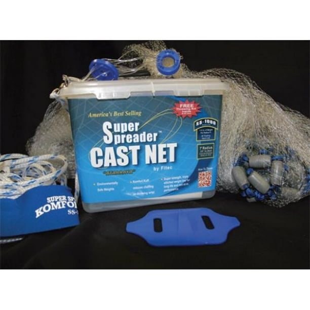 FITEC 11130 SS1000 Super Spreader Cast Net 3'x1/4" Mesh Clear 1 lb wt