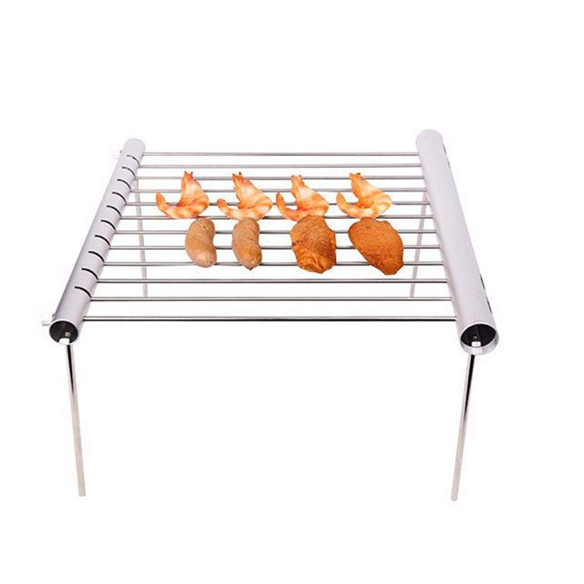 Parrilla portátil plegable de acero inoxidable para barbacoa, minialfombrilla antiadherente para exteriores, hoja para hornear, acampar, cocinar, 1 ud.