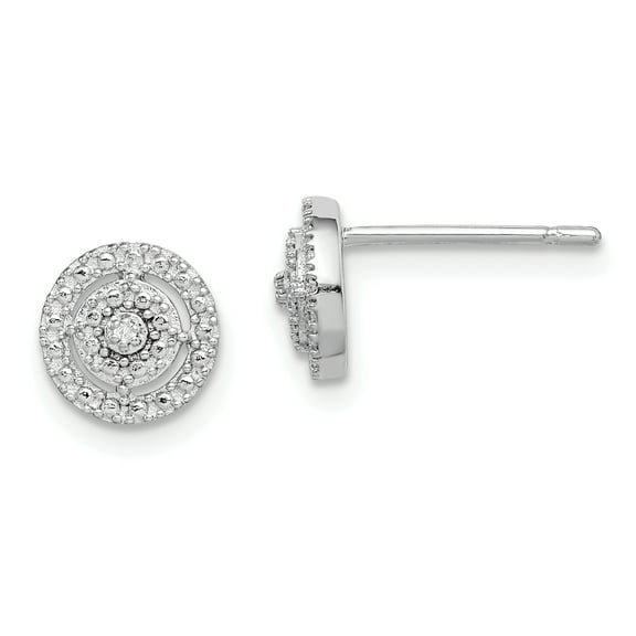 Primal Silver Sterling Silver Rhodium-plated Diamond Post Earrings