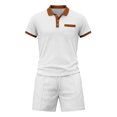 thumbnail image 5 of hotojiny Mens Summer Track Suits 2 Piece Shorts Sets Stylish Colorblock Short Sleeve Golf Shirt Bermuda Shorts Sweatsuit Outfits(White,X-Large), 5 of 5