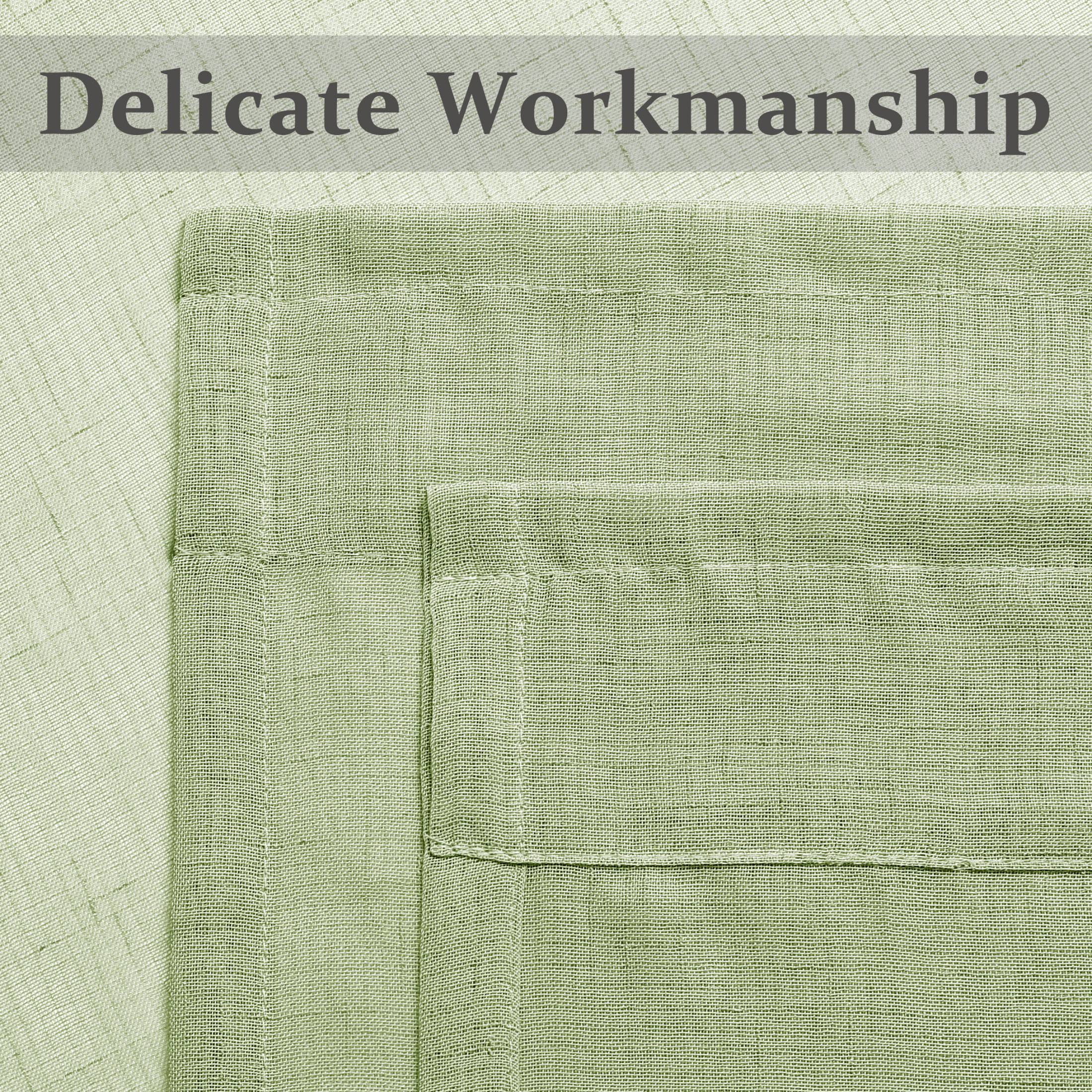 AZZCIA Sage Sheer Curtain Panel for Living Room with Grommets Linen Texture Rustic Window Drap Sets for Bedroom Room (Green, 54"x63", 2 Panels )