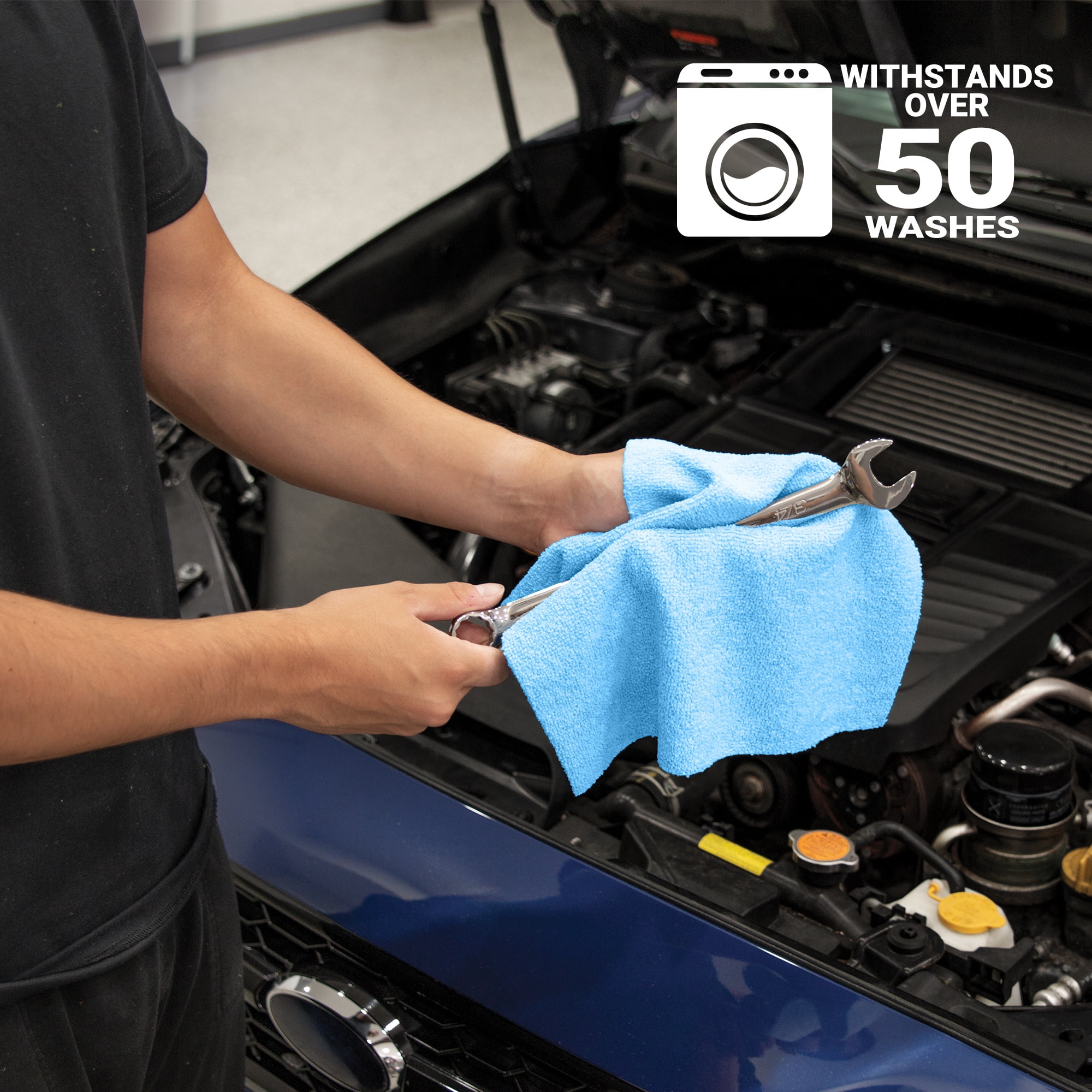 Tear-N-Clean 50 Count Reusable Easy-Tear Microfiber Towels, 12 x 12 in, for Automotive and Home Use