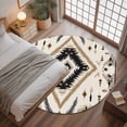 thumbnail image 3 of 3.3ft Round Rug, Boho Black Brown Non-Skid Rubber Backing Large Area Rugs - Living Room Bedroom Home Office, Retro Geometric Southwestern Ethnic Indoor Floor Mat Carpets Washable Rug, 3 of 9