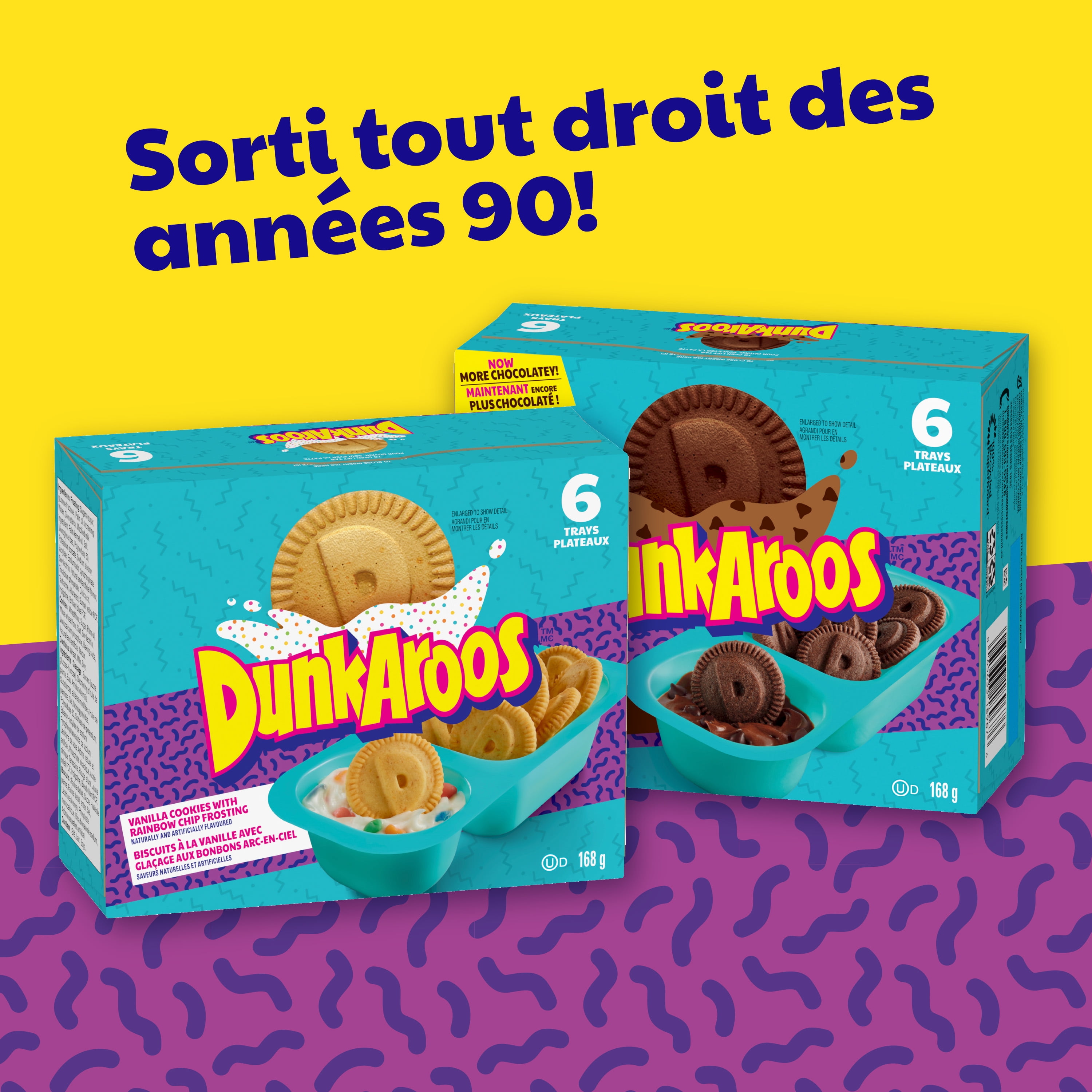 Dunkaroos Biscuits À la Vanille avec Glaçage au Chocolat, Collation pour Enfants, 28 g, 6 Plateaux 168g