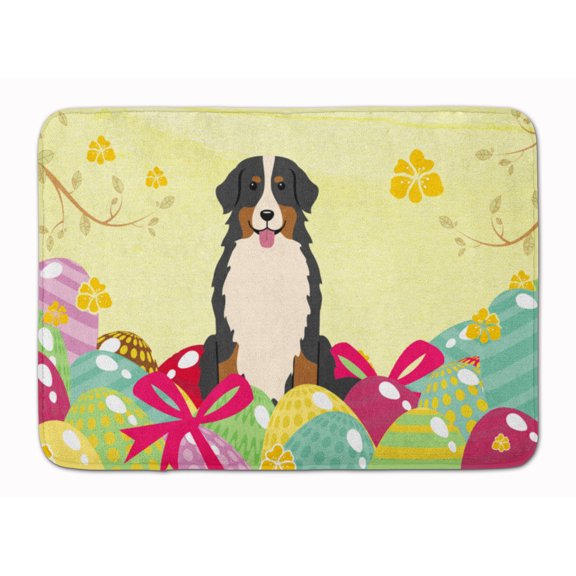 Easter Eggs Bernese Mountain Dog Machine Washable Memory Foam Mat