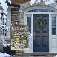thumbnail image 5 of Welcome Winter Blue Lantern Poinsettia House Flag Double Sided, Chickadee Bird Pine Cone Snow Decorative Garden Yard Outdoor Large Decor, Christmas Farmhouse Home Outside Decoration 28 x 40, 5 of 6