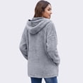 thumbnail image 3 of longantii Hooded Fleece Jackets for Women Zip-Up Sherpa Cardigan Coat Fuzzy Plush Long Sleeve Mid-Length Outerwear Pockets Casual Trendy Cozy Fall Winter, 3 of 4