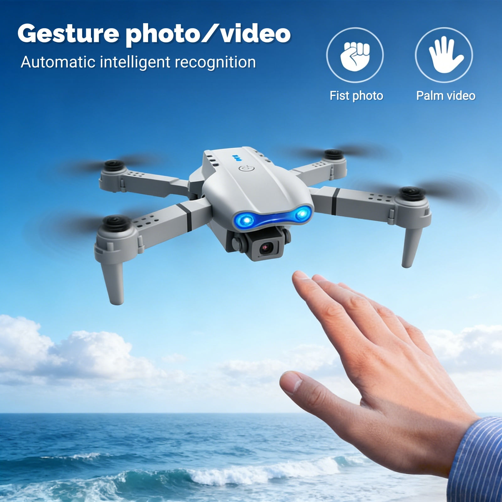 Ourlife 2.4" Screen Remote Dual Camera Drone with 1000mAh Rechargeable Battery, HD RC Quadcopter with Live View Display for Beginners, Gray.