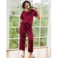 thumbnail image 5 of Ekouaer Womens Silk Satin Pajamas Set Two Piece Pj Sets Sleepwear Loungewear Short Sleeve Pj Sets, 5 of 6