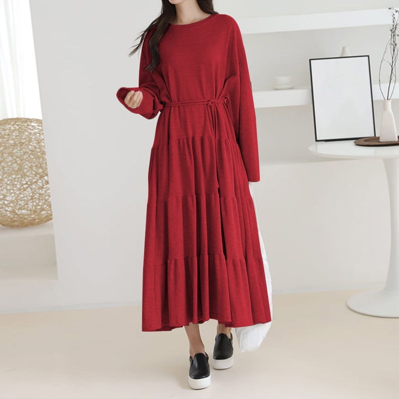 plain long sleeve drawstring shirt dress