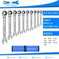 TRAHOO10Piece 1/43/4 Inch Ratchet Wrench Set Chrome Vanadium Steel SAE Combination Box Open