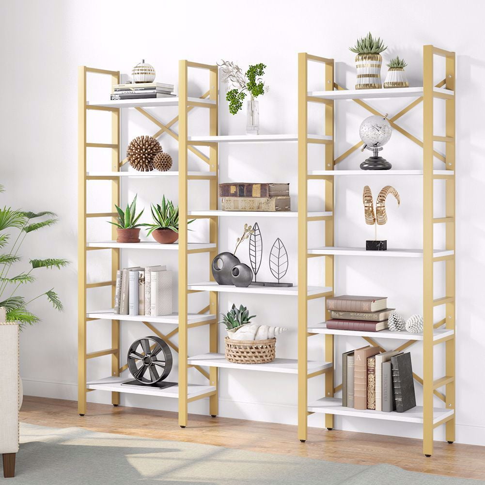 5-Shelf Bookcase Etagere Large Open Bookshelf Industrial Style Shelves Furniture 