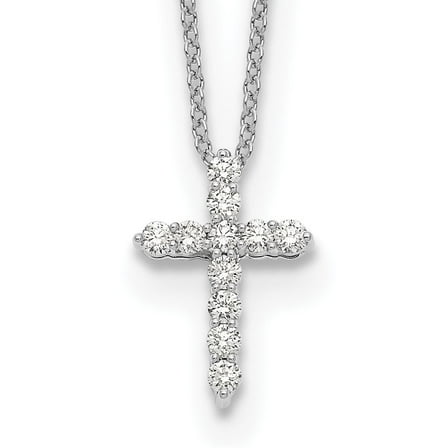 Auriga Fine Jewelry 14K White Gold 1.7 mm Lab Grown Diamond Cross Pendant Necklace for Women 18"