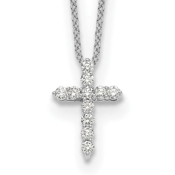 Auriga Fine Jewelry 14K White Gold 1.7 mm Lab Grown Diamond Cross Pendant Necklace for Women 18"