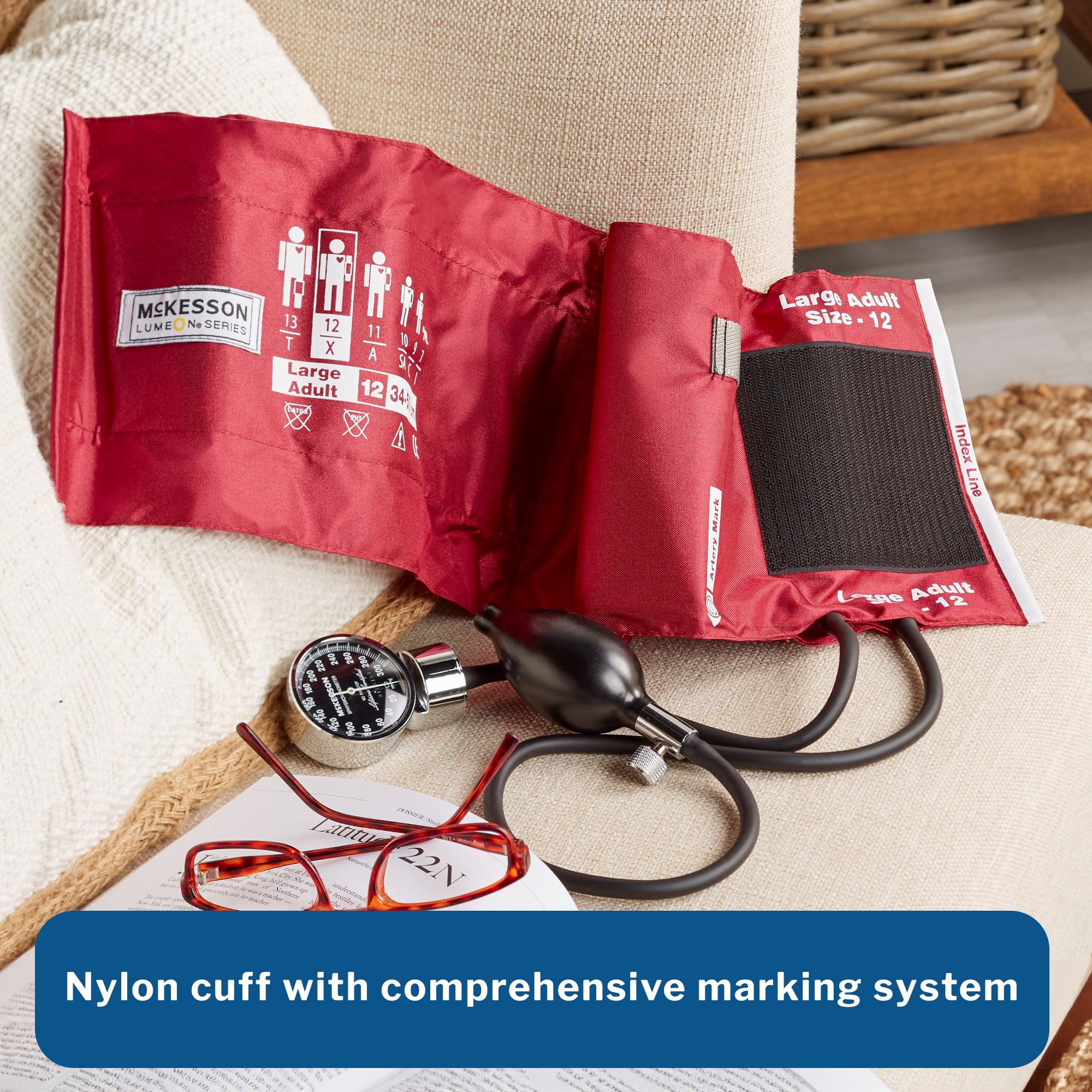 McKesson LUMEON Aneroid Sphygmomanometer, Blood Pressure with Cuff, Large, 1 Ct