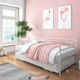 thumbnail image 3 of PAPROOS Metal Daybed with Pop Up Trundle, Twin Adjustable Metal Sofa Bed with Adjustable Trundle Steel Daybed for Bedroom Guest Room, White, 3 of 10