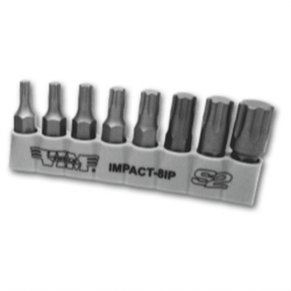VIM Tools TORX Plus, Impact Quality S2 Bit Set, 8 Piece Bits 5/16 Inch Hex Bodies, 1.25L, IP20 Thru IP55