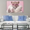 thumbnail image 2 of Mudket Disco Ball Pink Leopard Canvas Wall Art, Trendy Beautiful Party Print with Tropical Jungle Design, Waterproof Framed Art for Living Room, Ready to Hang - 12"L x 8"W, 2 of 8