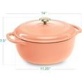 thumbnail image 2 of GJWL 6 Quart Enamel Cast-Iron Round Dutch Oven, Family Style Heavy-Duty Pre-Seasoned Cookware for Home, Kitchen, Dining Room, Oven Safe w/Lid, Dual Handles - Peach Sorbet, 2 of 9