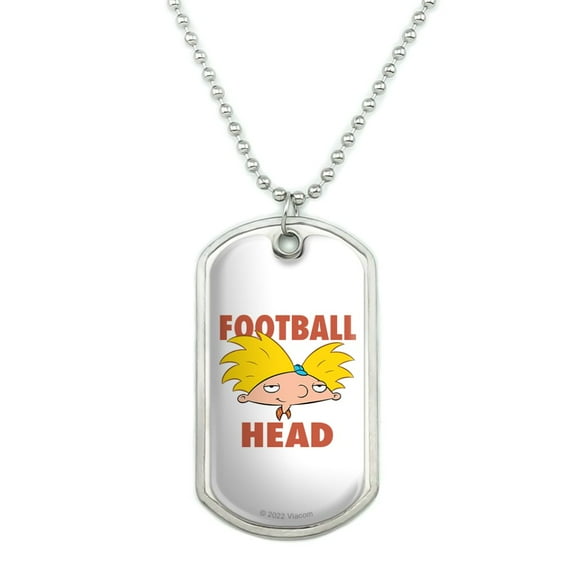 Hey Arnold! Football Head Military Dog Tag Pendant Necklace with Chain