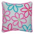thumbnail image 2 of Cozy Line Mariah Pink Blue Floral 15" x 15" Cotton Ruffle Embroidery Square Décor Throw Pillow, 2 of 2
