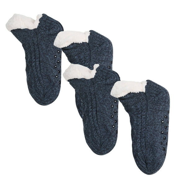 Rohuuque Kids Boys Girls Thicken Snow Socks Winter Lined Fuzzy Warm Soft Non Skid Socks Navy 4 Years