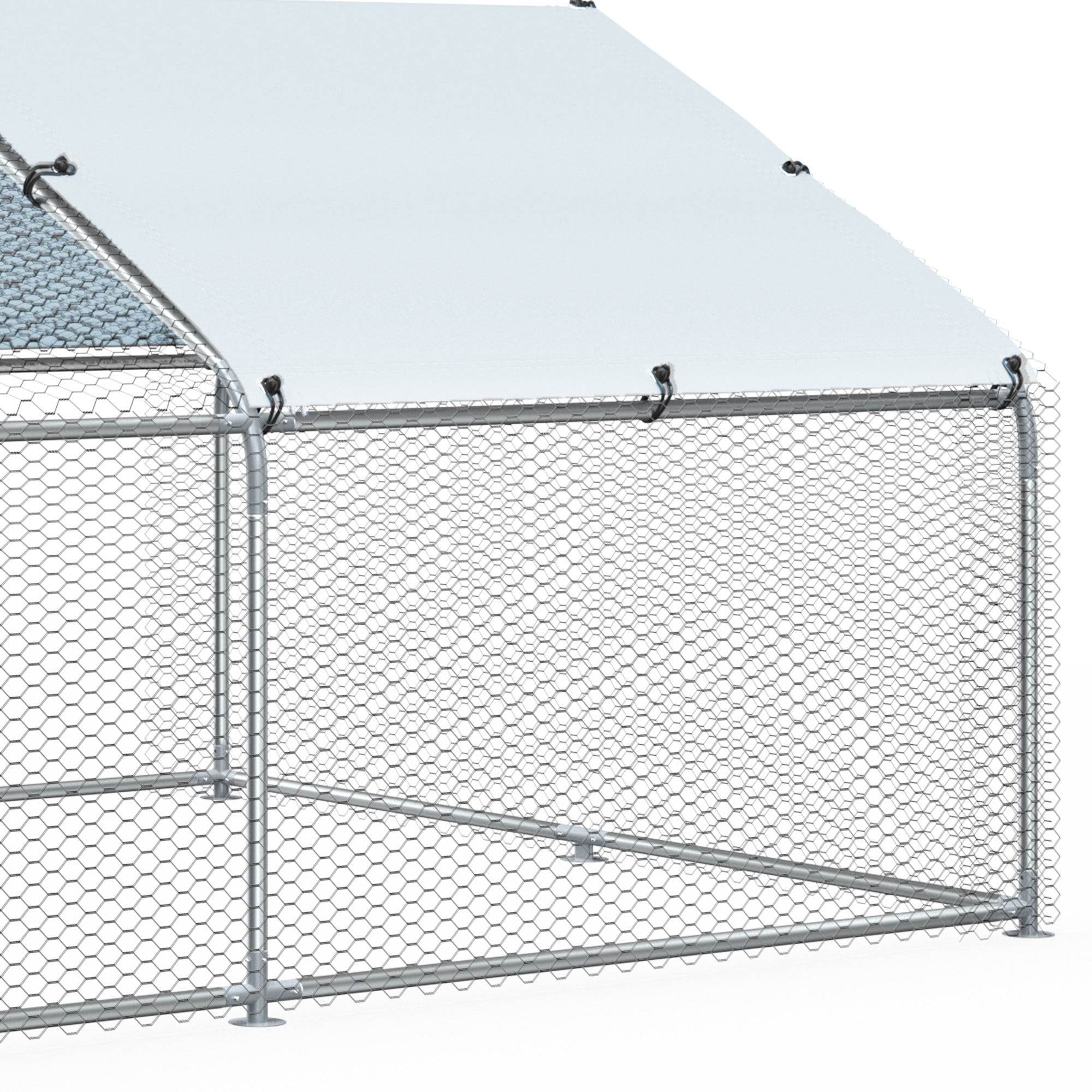 Uforic Chicken Run Coop 12.7 x 9.8 x 6.4 FT Large Metal Chicken Coop, Walk-in Hen Cage, Outdoor Poultry Cage with Waterproof Cover and Wire Mesh for Backyard,Outdoor Farm Use