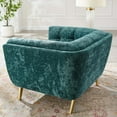 thumbnail image 4 of Armchair Accent Chair, Velvet, Teal Blue, Modern Contemporary Urban Design, Living Lounge Room Hotel Lobby Hospitality, 4 of 8