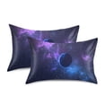 thumbnail image 2 of Dailycode Satin Pillow Case King Silk Pillow Cover for Hair and Skin Envelope Closure Blue Planet in Space 20"x40", 2 of 9