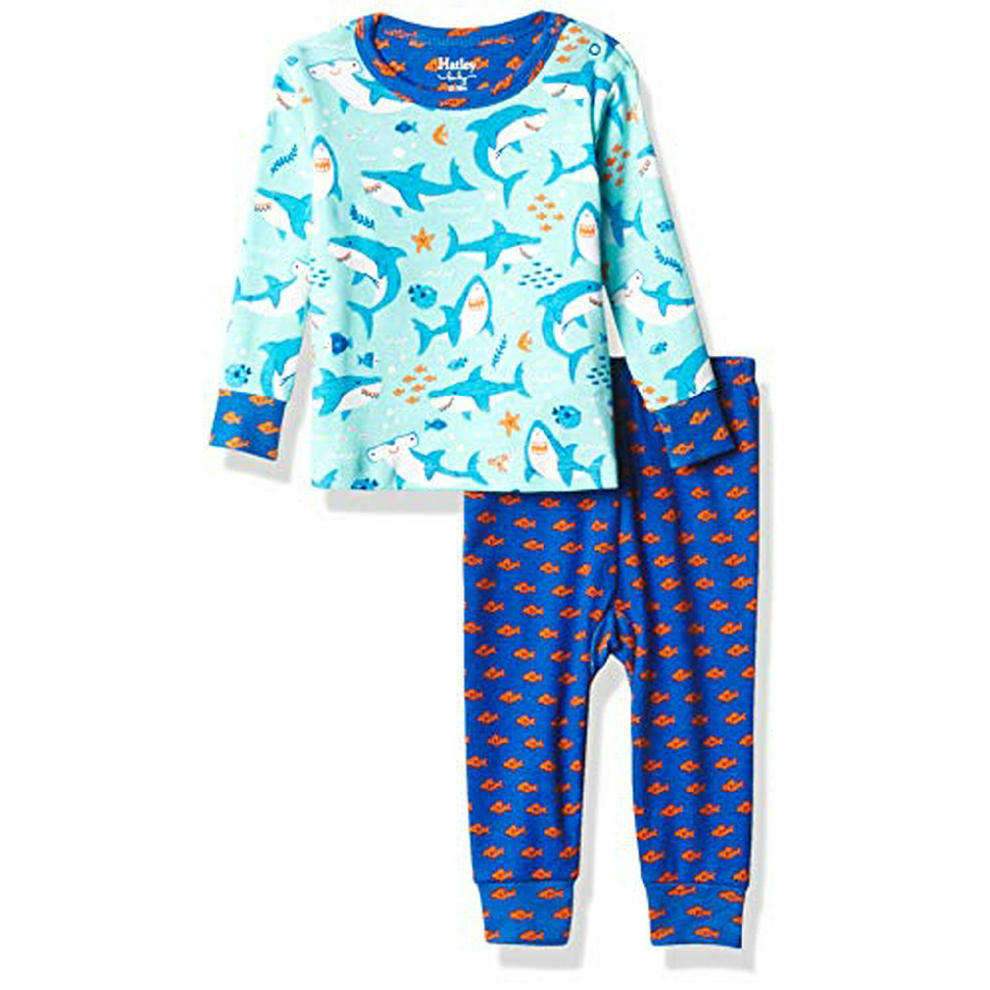 Baby Boys Organic Cotton Long Sleeve Pyjama Set Shark Party 9 12 Months