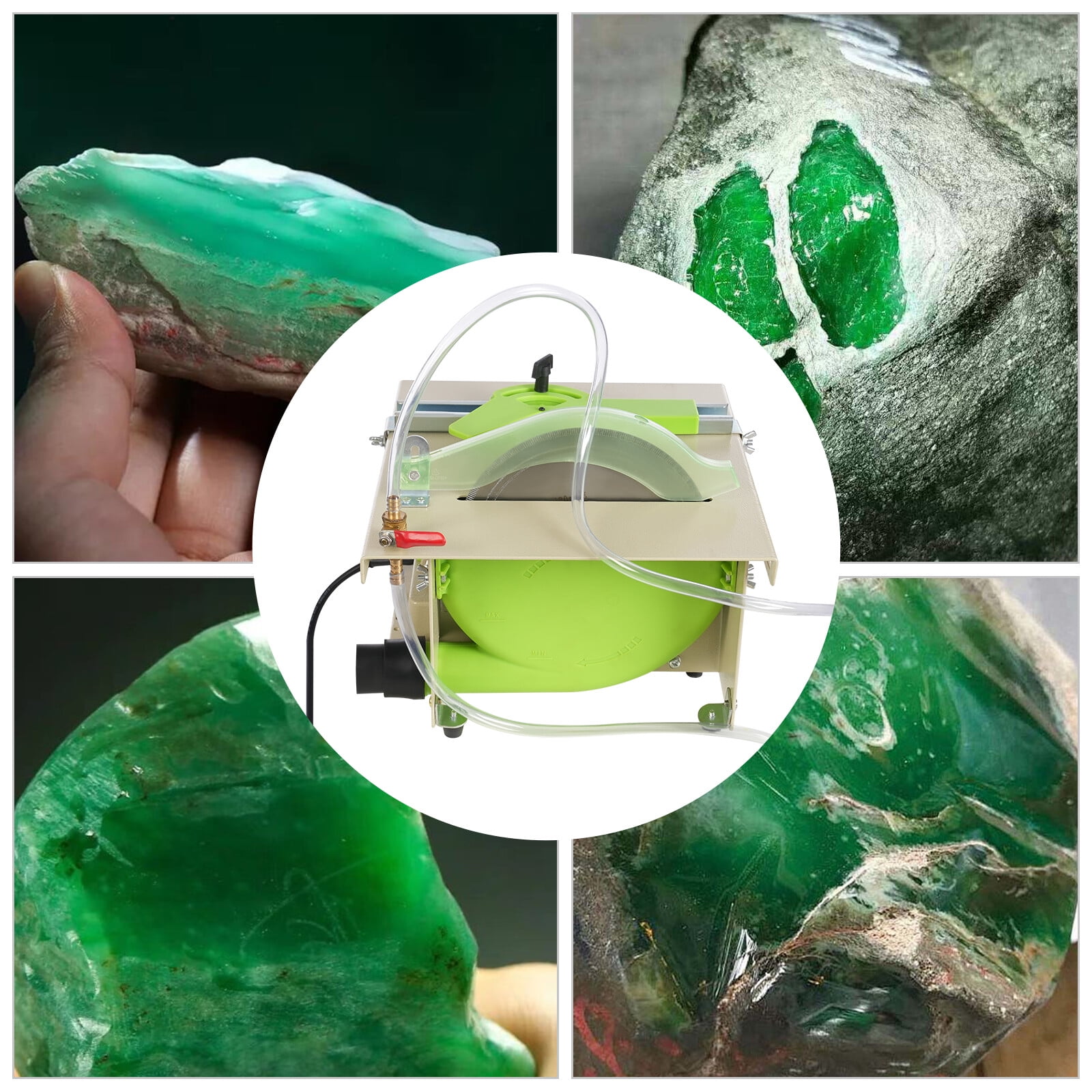 1380W Bench Polisher, Rock Polishing and Grinding Machine, Variable Speed Buffer Bench with Multi-Function Wheels for Stone Jade Cutting Polishing