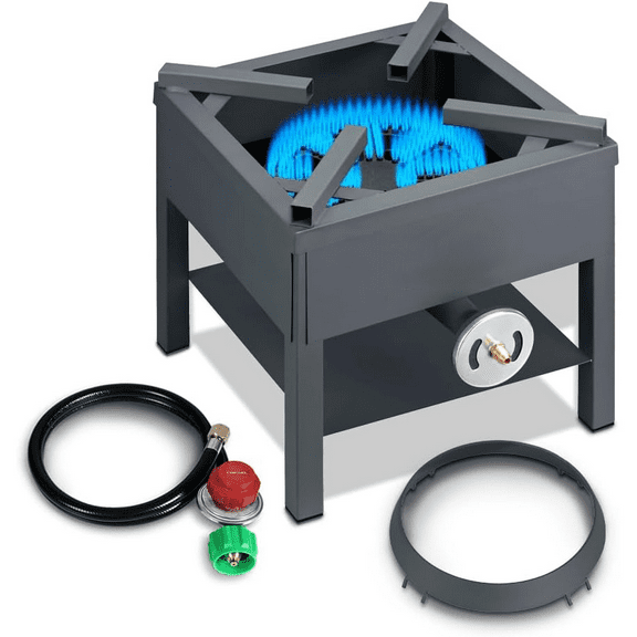 Professional Single Banjo Wok Burner with Stand. Up to 270,000 BTU. Great for Home Brewing, Wok Stir Fry, Turkey, Etc. (16")