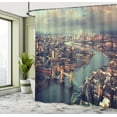 thumbnail image 4 of Ambesonne London Shower Curtain, Thames River and Bridge, 69"Wx84"L, Almond Green Orange, 4 of 4