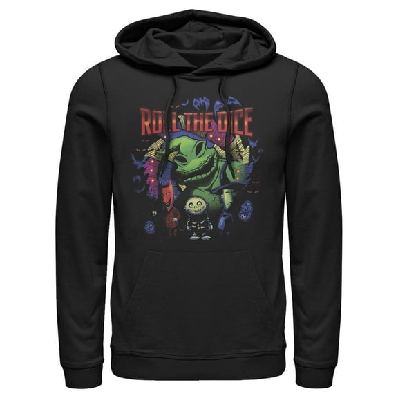 Men's The Nightmare Before Christmas Halloween Oogie Roll The Dice  Pull Over Hoodie Black Small