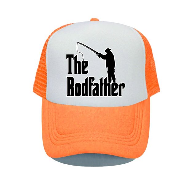The Rodfather Godfather Fishing Printed Trucker Hat Sun Protection Baseball Hats Funny Dad Grandad Fishing Snapback Cap YP02956-60cm for adult Gao Jinjia LED