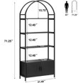thumbnail image 2 of Jehiatek Arched Bookshelf, Bookcase with Doors Storage, 71 Inches Tall Industrial Book Shelf with Sturdy Metal Frame, E1 Quality Boards, Freestanding Display Shelving Unit, Black, 2 of 7