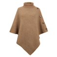 thumbnail image 4 of Women's Sweaters Fall Clothes Women Solid Color Turtleneck Knitted Cape Sweater Poncho Cardigan Coat, 4 of 4
