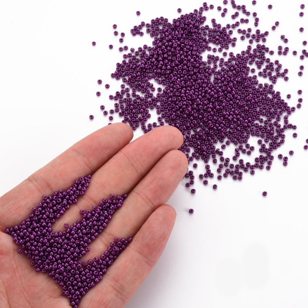 11/0 Grade A Round Glass Seed Beads Baking Paint Medium Orchid 2.3x1.5mm Hole: 1mm 48500pcs/pound