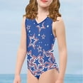 thumbnail image 3 of SEANATIVE One Piece Girls Swimwear Size 11-12 American Flag Stars Summer Sleeveless V Neck Bikini Elastic Toddler Bathing Suit Cover Up,4 of July, 3 of 7