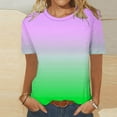 thumbnail image 2 of Summer Gradient Tee for Women Short Sleeve Loose Tshirts Casual Crewneck Blouses Fashion Outfits, 2 of 4