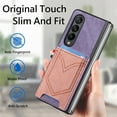 thumbnail image 4 of Back Case Compatible with Samsung Galaxy Z Fold 3, Classic Card Slot Back Anti-Scratch Support Magnetic Car Mount PU Leather + Denim + TPU Phone Case Cover for Samsung Galaxy Z Fold 3, Purple, 4 of 7