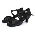 thumbnail image 3 of IWRICH Women's Latin Dance Shoes Satin Professional Ballroom Salsa Practice Performance Wedding Dancing Shoes BK1 6, 3 of 9